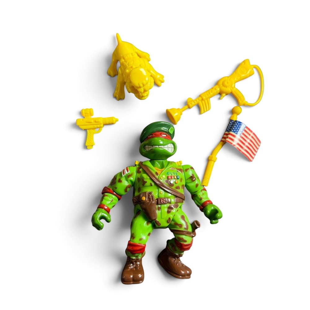 Vintage 1991 TMNT Green Beret Raphael Complete Playmates Action Figure